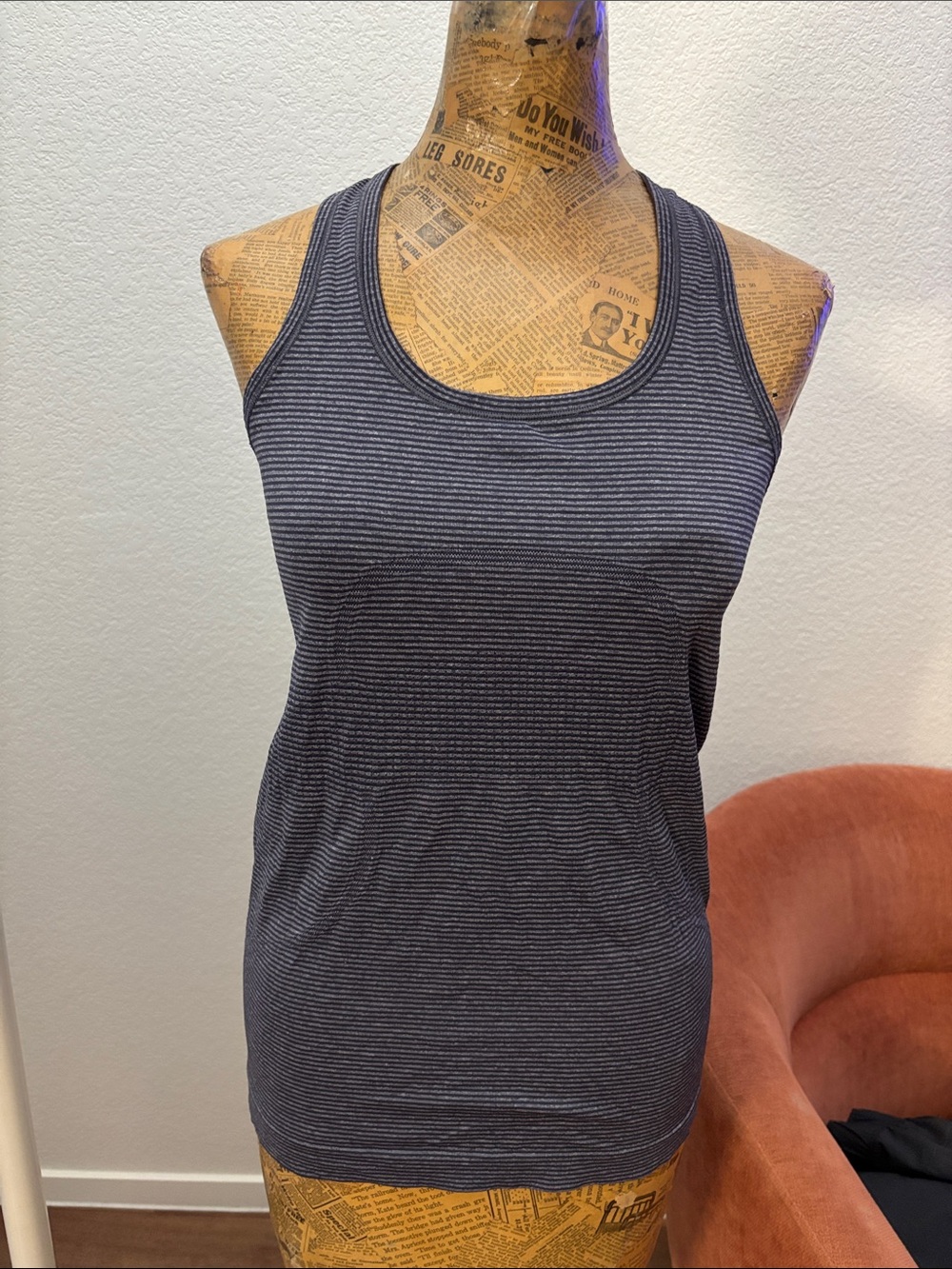 Lululemon stripe tank top 6 black grey athletic athleisure casual basic summer
